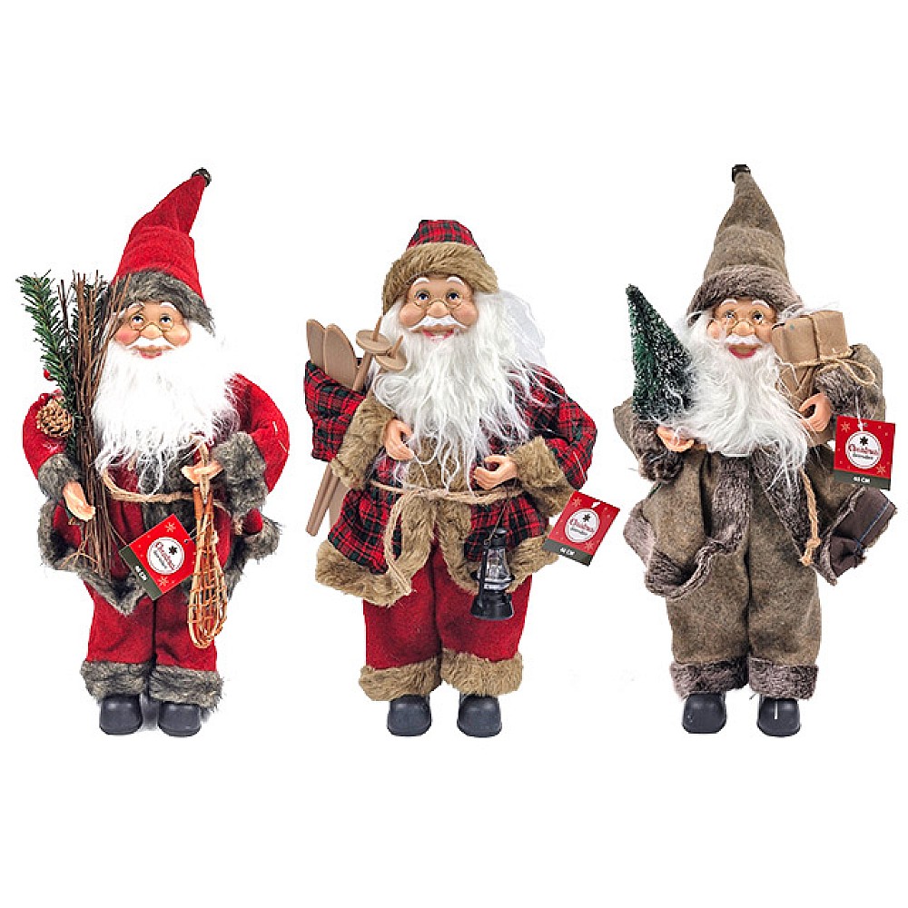 Figurina Mos Craciun in cojoc H40cm, 3 tipuri