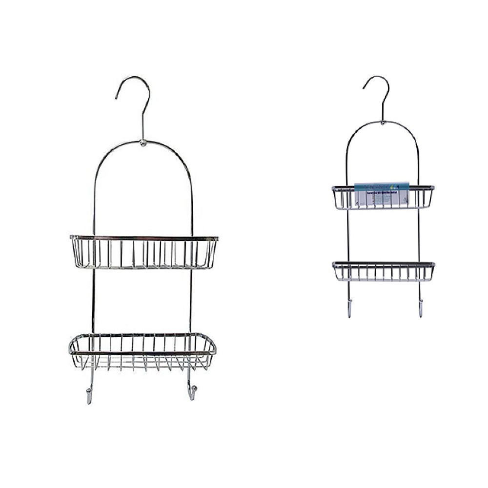 Raft de perete suspendabil cu 2nivele + 2carlige Tendance Caddy 55X10X22.5cm, metal