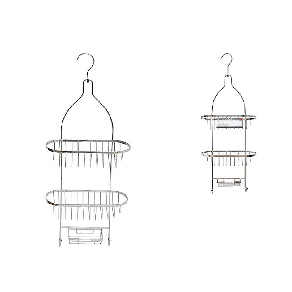 Raft de perete suspendabil cu 2 nivele + 2carlige+ sapuniera Tendance Caddy