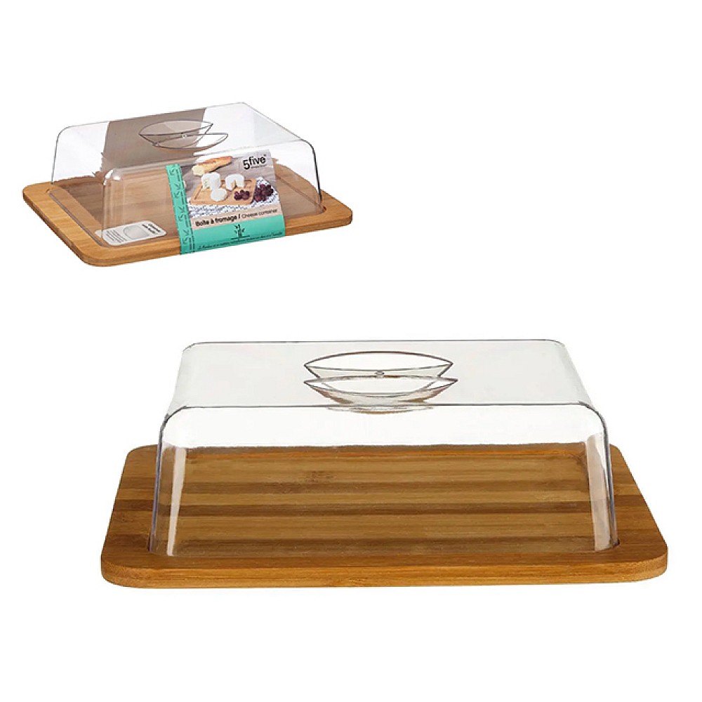 Platou de servire Five 26X20X7.5cm, cu capac, de bambus