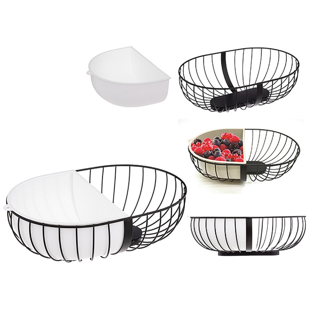 Cos pentru fructe Five30X20cm, oval, metal, 1/2 tava plastic alb