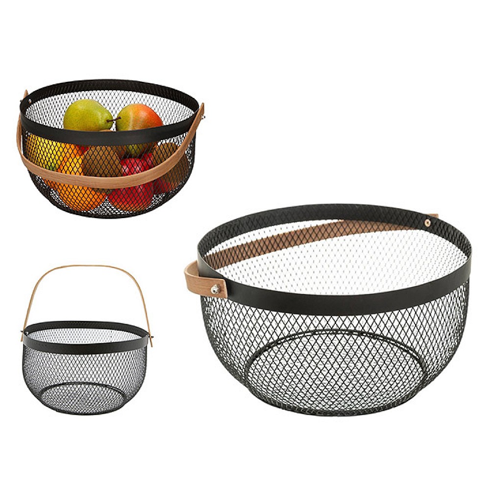 Cos pentru fructe Five D26.5X14.5cm, metal negru, cu maner