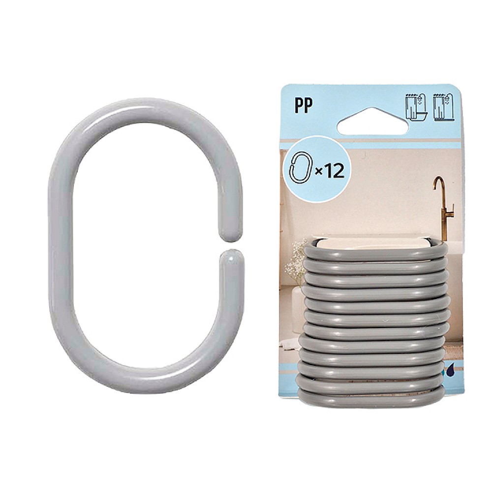 Inele pentru perdea Tendance 12 buc 6X4cm, gri, PP