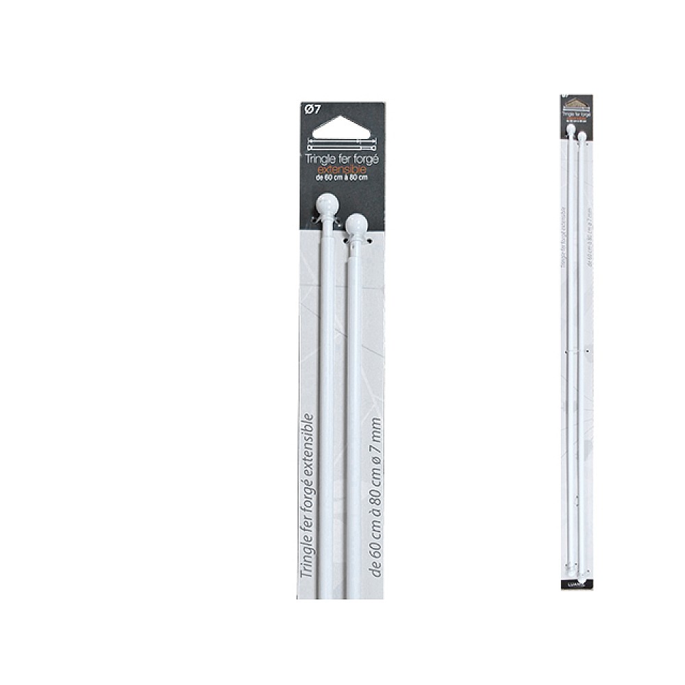 Tija glisanta pentru perdea 2buc, 60-80cm D7mm Luance, alb