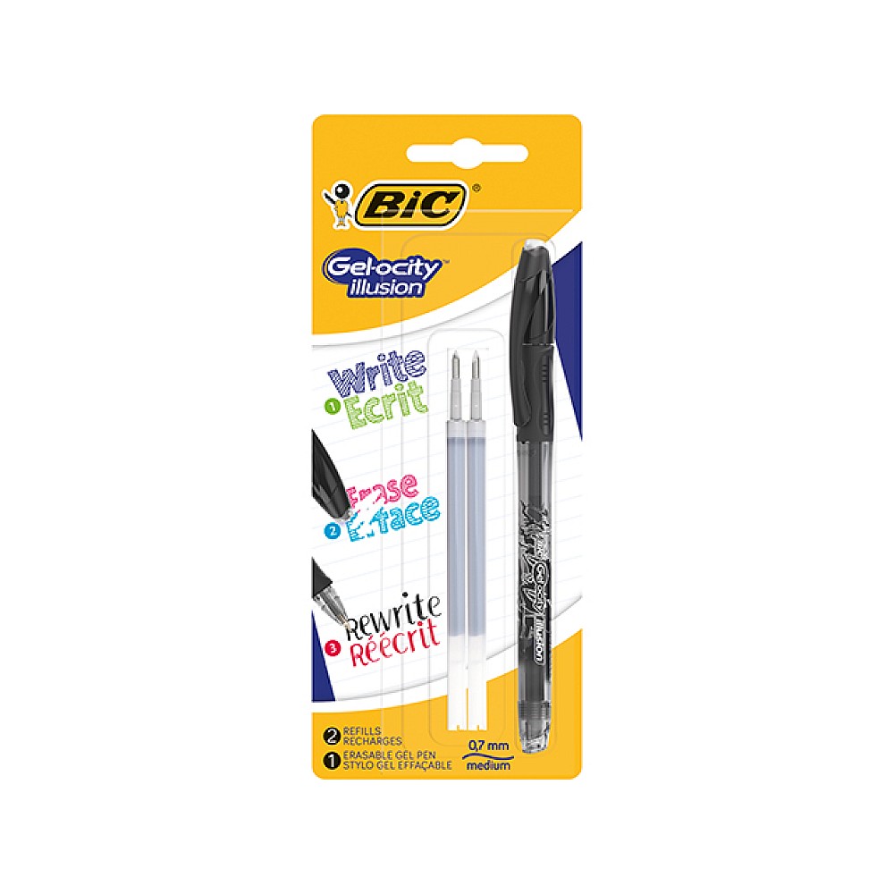 Pix gel roller BIC Gel-ocity Illusion + 2 rezerve, negru