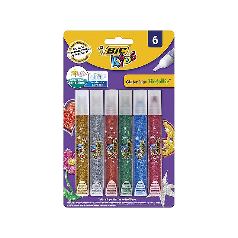 Set de lipici solid BIC Kids Glitter Glue Metallic, 6 buс