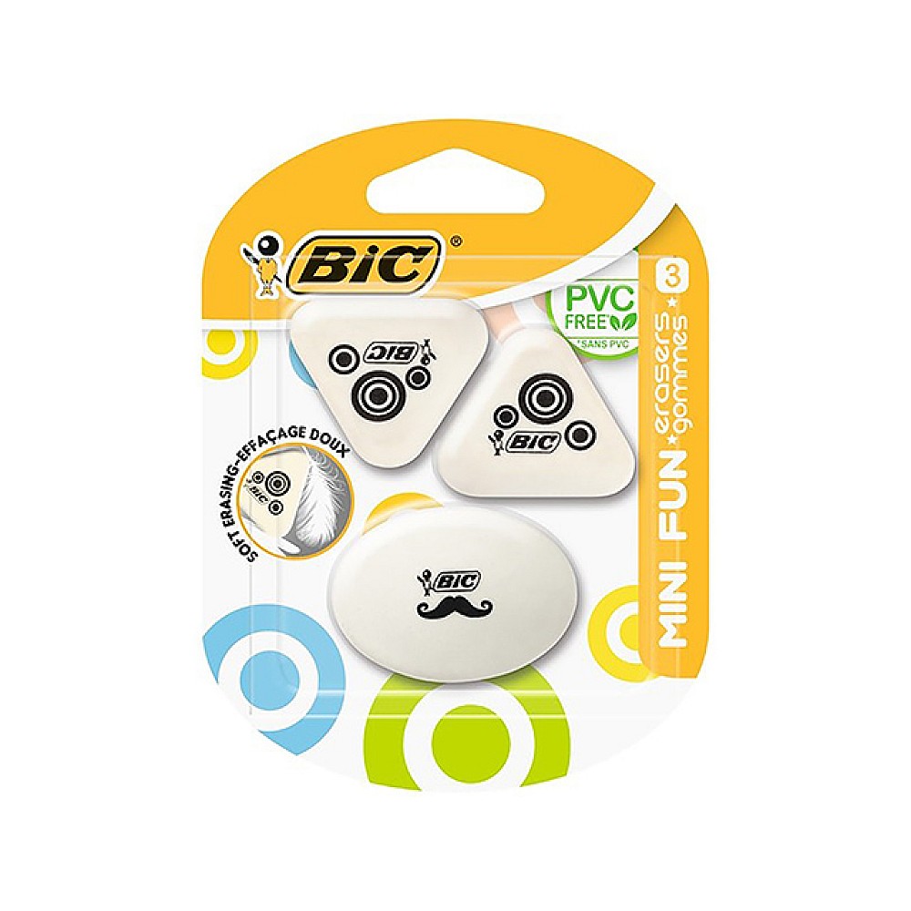 Set de radiere BIC Mini Fun, 3 buc, blister