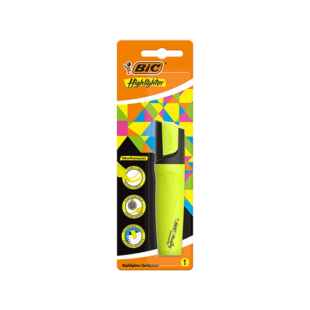 Textmarker Bic Highlighter, galben, blister