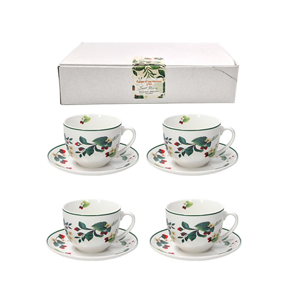 Set 4 cesti de ceai Andrea Fontebasso cu farfurie, portelan
