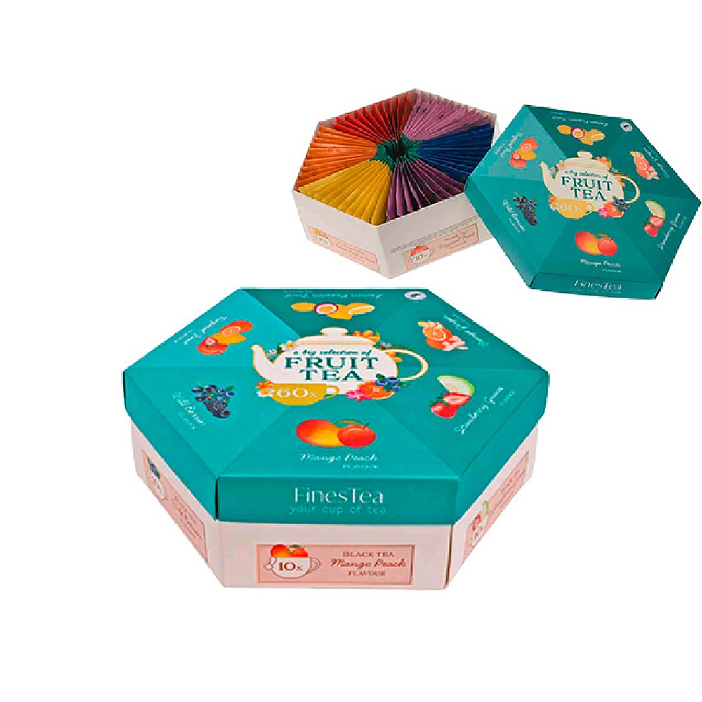Ceai de fructe Beckys in cutie hexagonala 60pachetX1.5gr, 6 arome