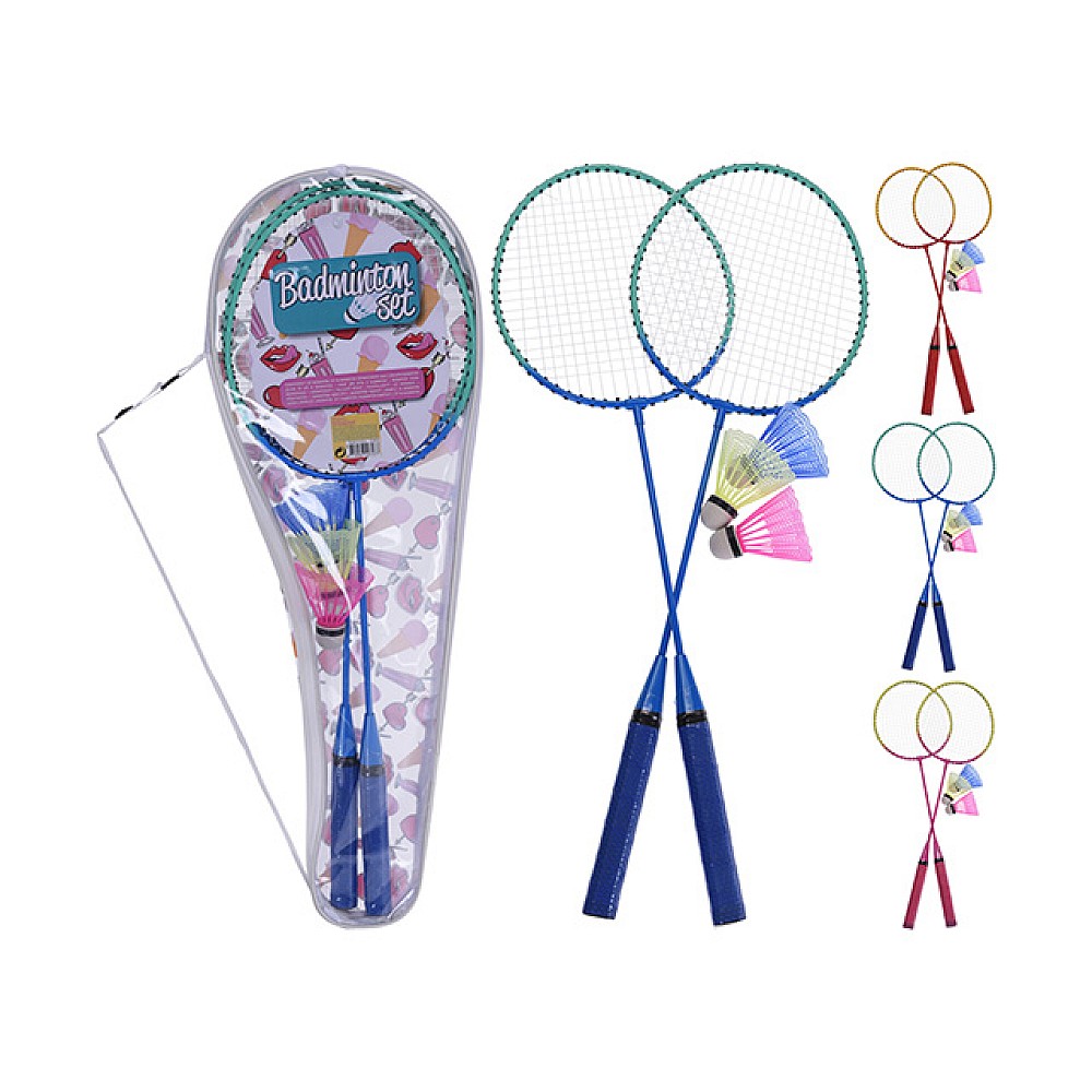 Set de palete pentru badminton 66cm si 3 fluturasi