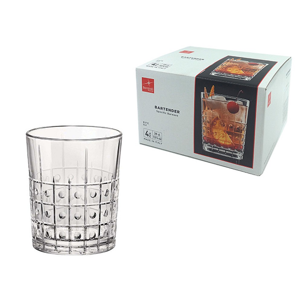Set 4 pahare whisky tip Tumbler Bartender 390ml