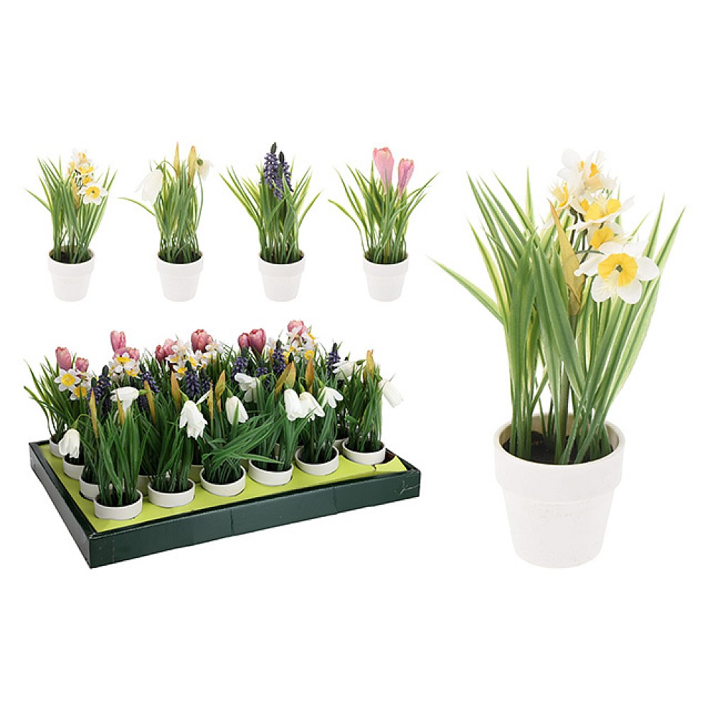 Flori artificiale mici 21X11 cm in ghiveci, 4 modele