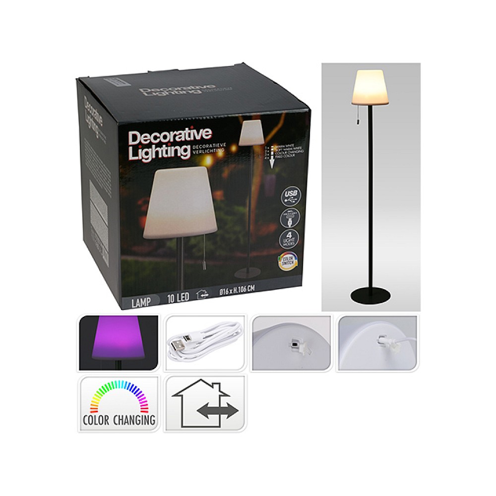 Lampa LED 16X106cm, 4 regimuri de iluminare, port USB, metal