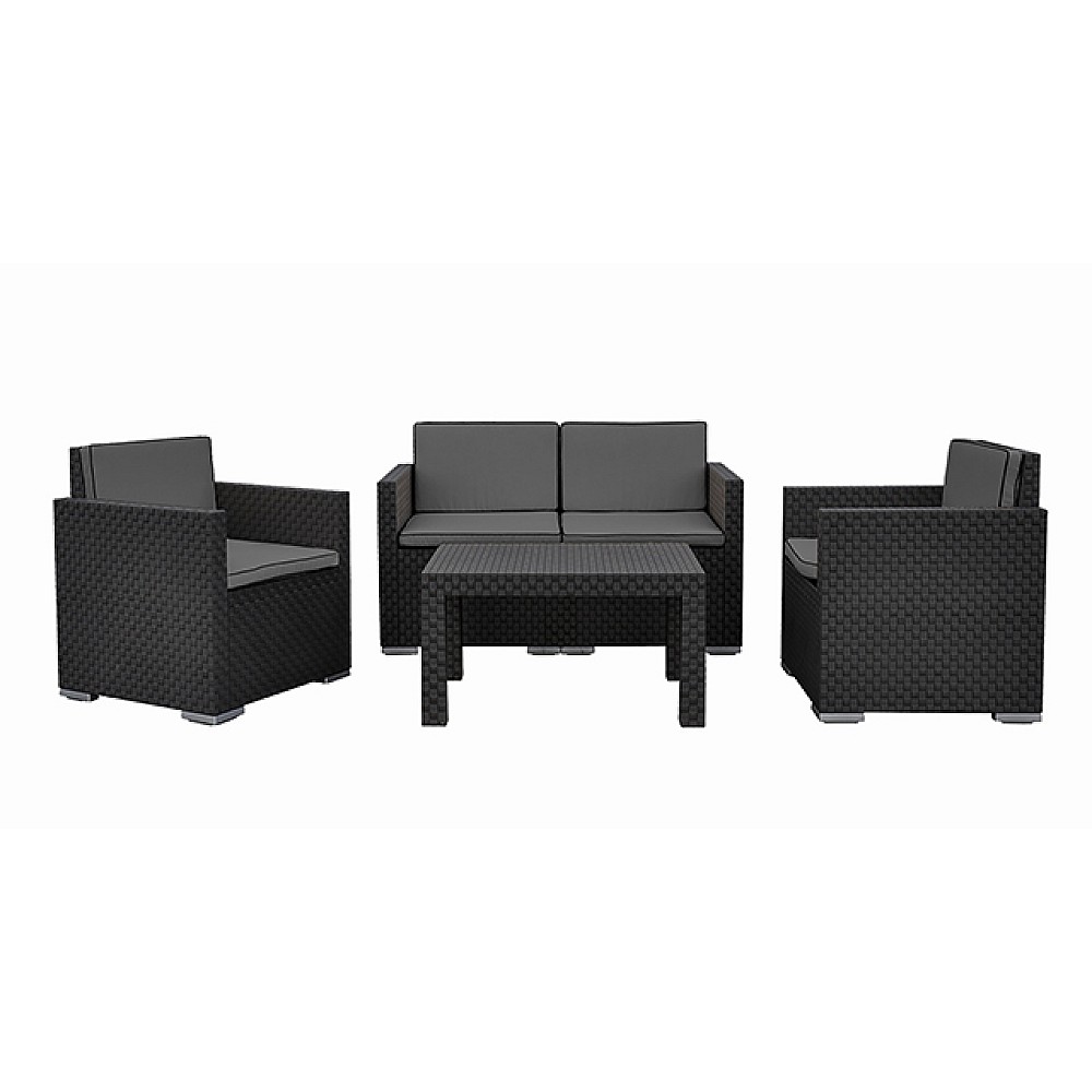 Set mobilier Lounge 4unitati: masa, 2 fotolii, canapea / cu perne