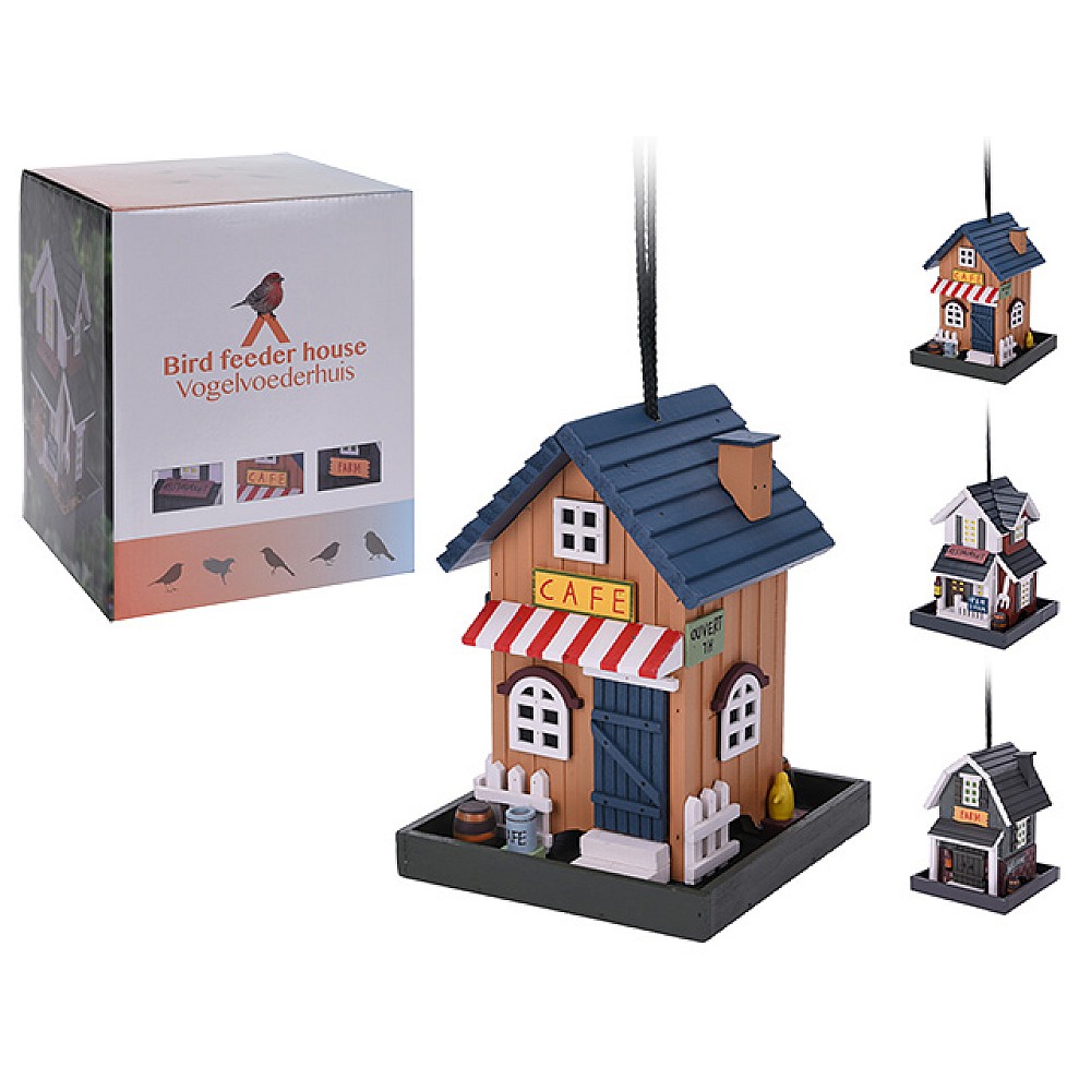 Hranitoare din lemn pentru pasari 23X18X18cm cu doua nivele