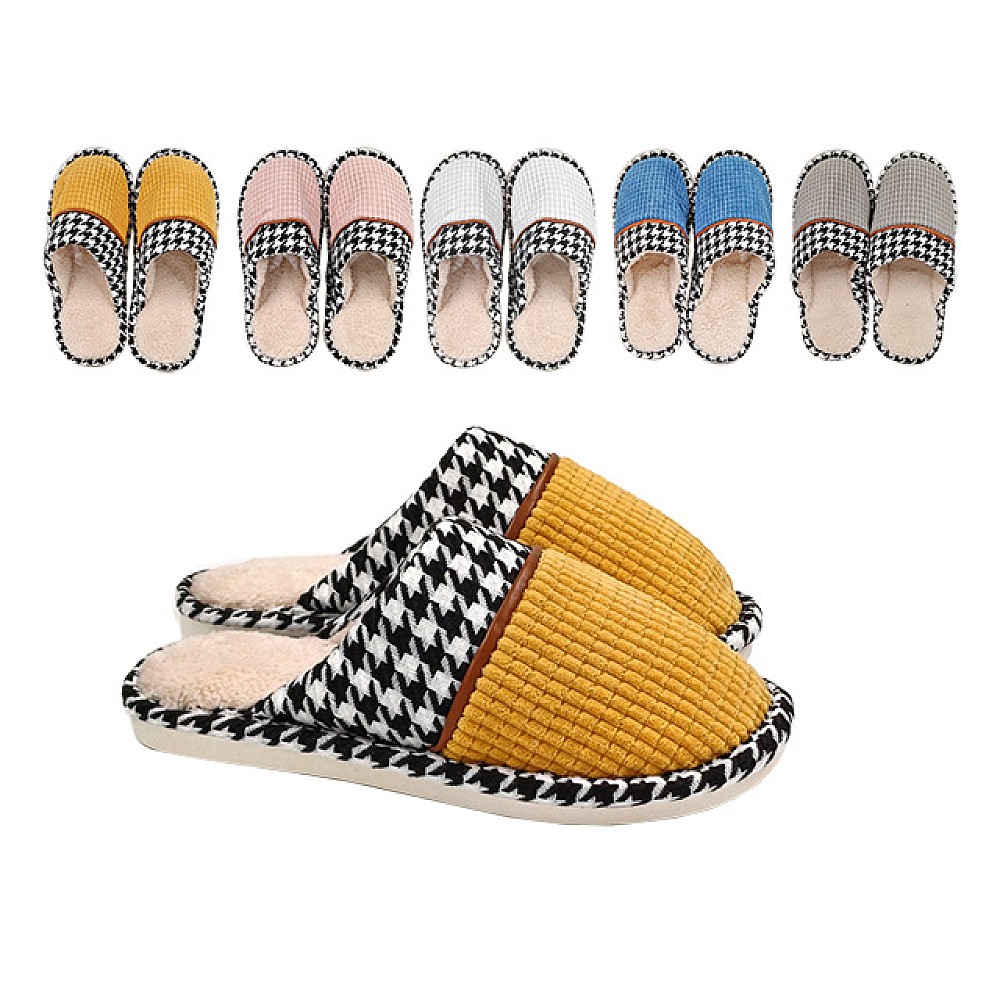 Papuci de casa unisex (m.36-45) cu garnitura in carouri