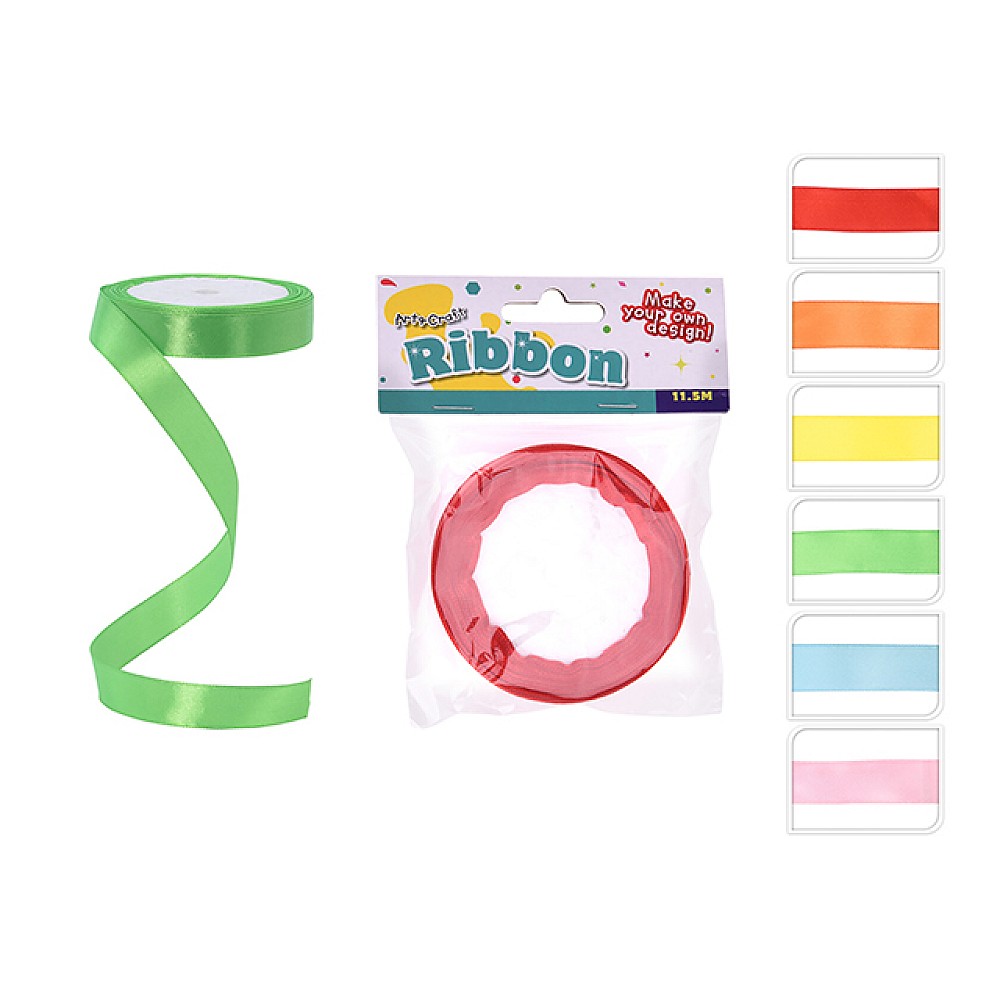 Panglica satinata 11.5m Art&Craft Ribbon, 6 culori