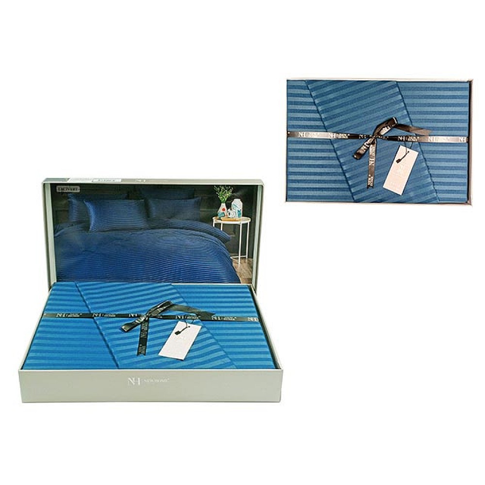 Lenjerie de pat Euro 2 NH Stripe Satin, albastru