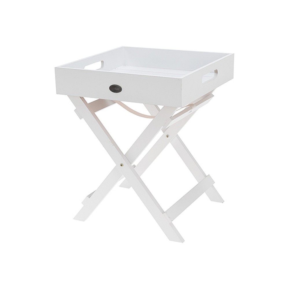 Masa de servire 30X30X36cm, alba, lemn, cu picioare pliabile