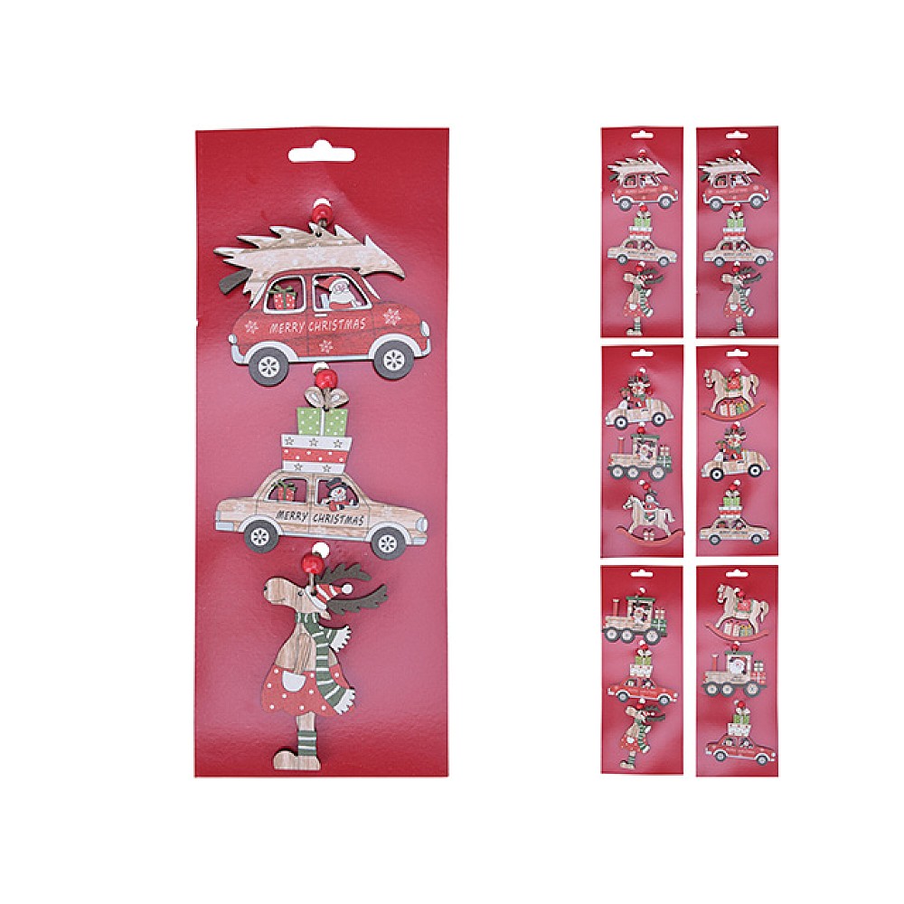 Set decoratiuni pentru brad 3buc, 10Х8cm, lemn