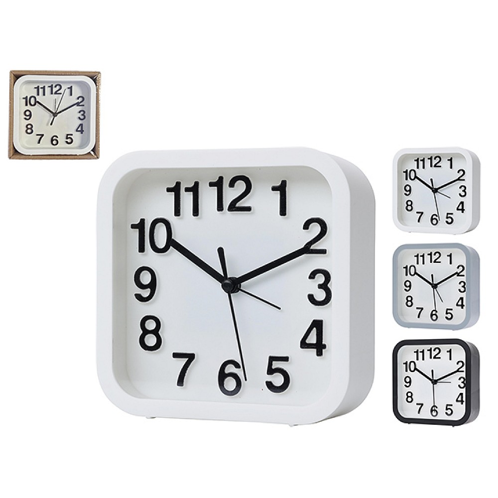 Ceas-desteptator 13.2X13.2cm, culoarea alb/negru