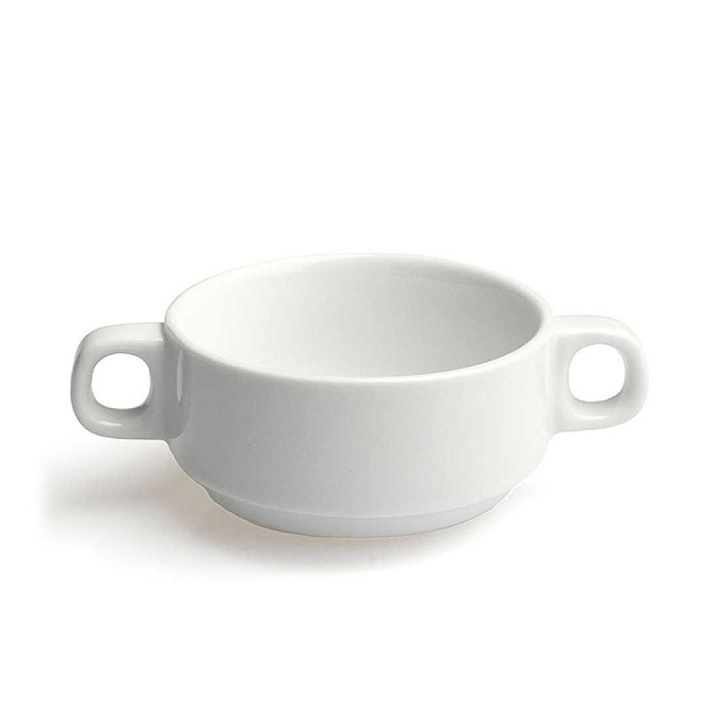 Cana pentru supa 240ml Tognana, cu doua manere, alb, portelan