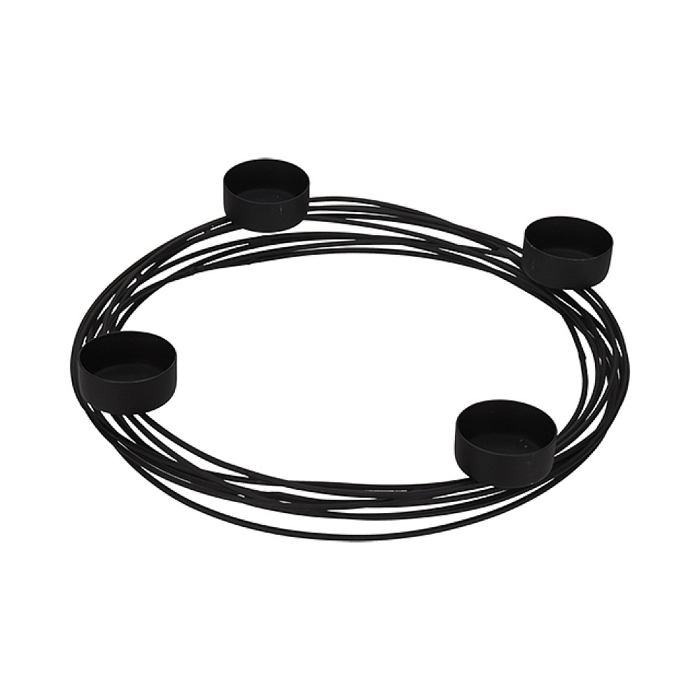 Sfesnic metalic pentru 4 lumanari D26cm, negru