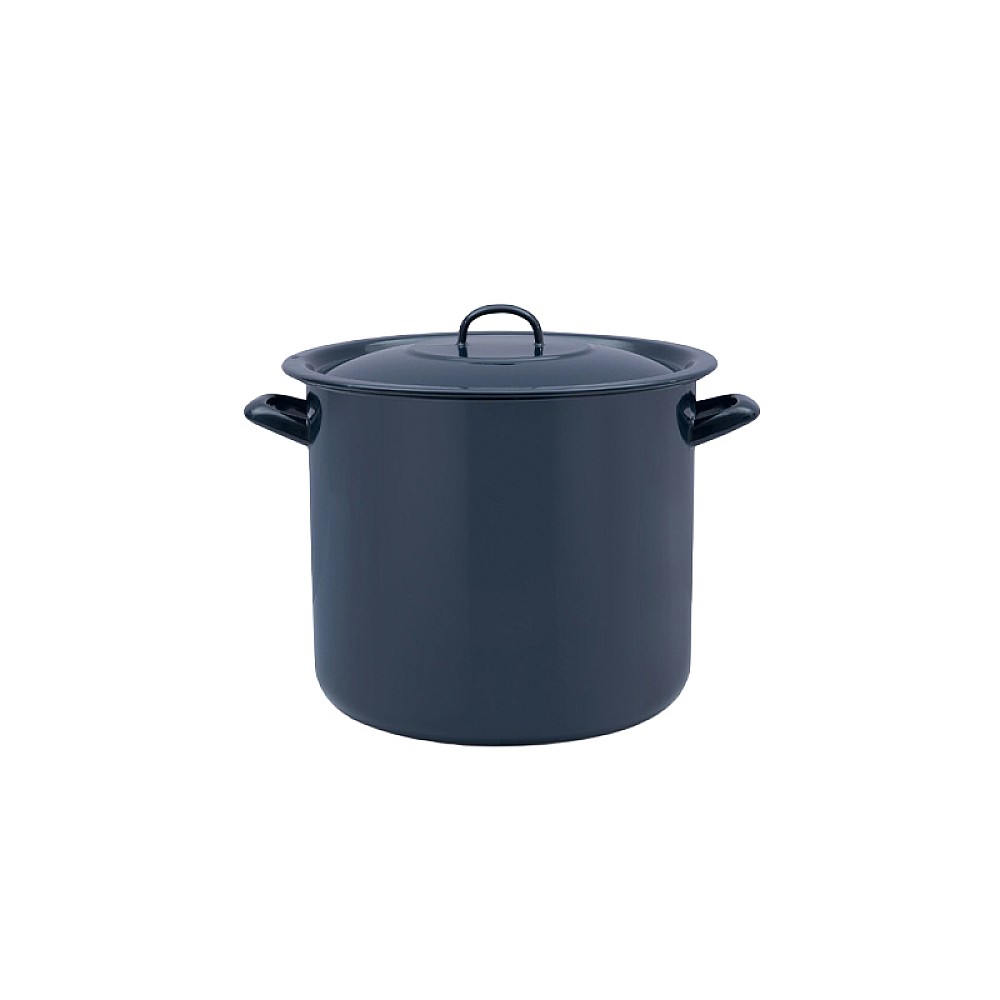 Cratita emailata 28cm, 15l, capac din metal, albastru inchis