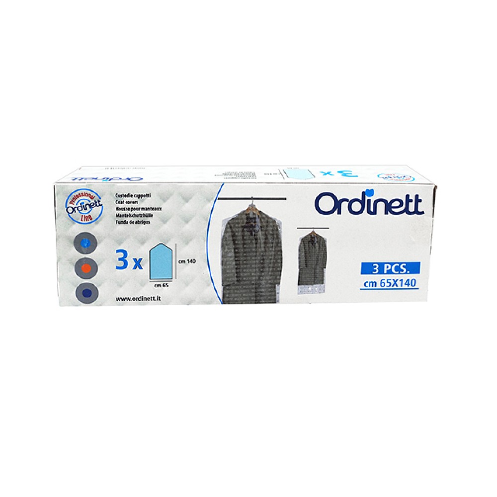 Set de 3 huse pentru haine Ordinett 65X140cm, transparente