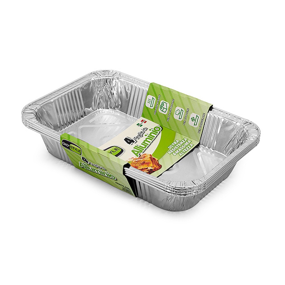Forme din aluminiu GioStyle 4buc, 75µm, 21X14X4cm, pentru 2 portii