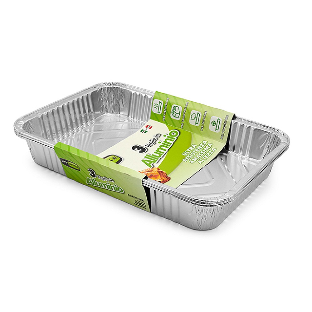 Forme din aluminiu GioStyle 3buc, 80µm, 31X21.4X4.3cm, pentru 6 portii
