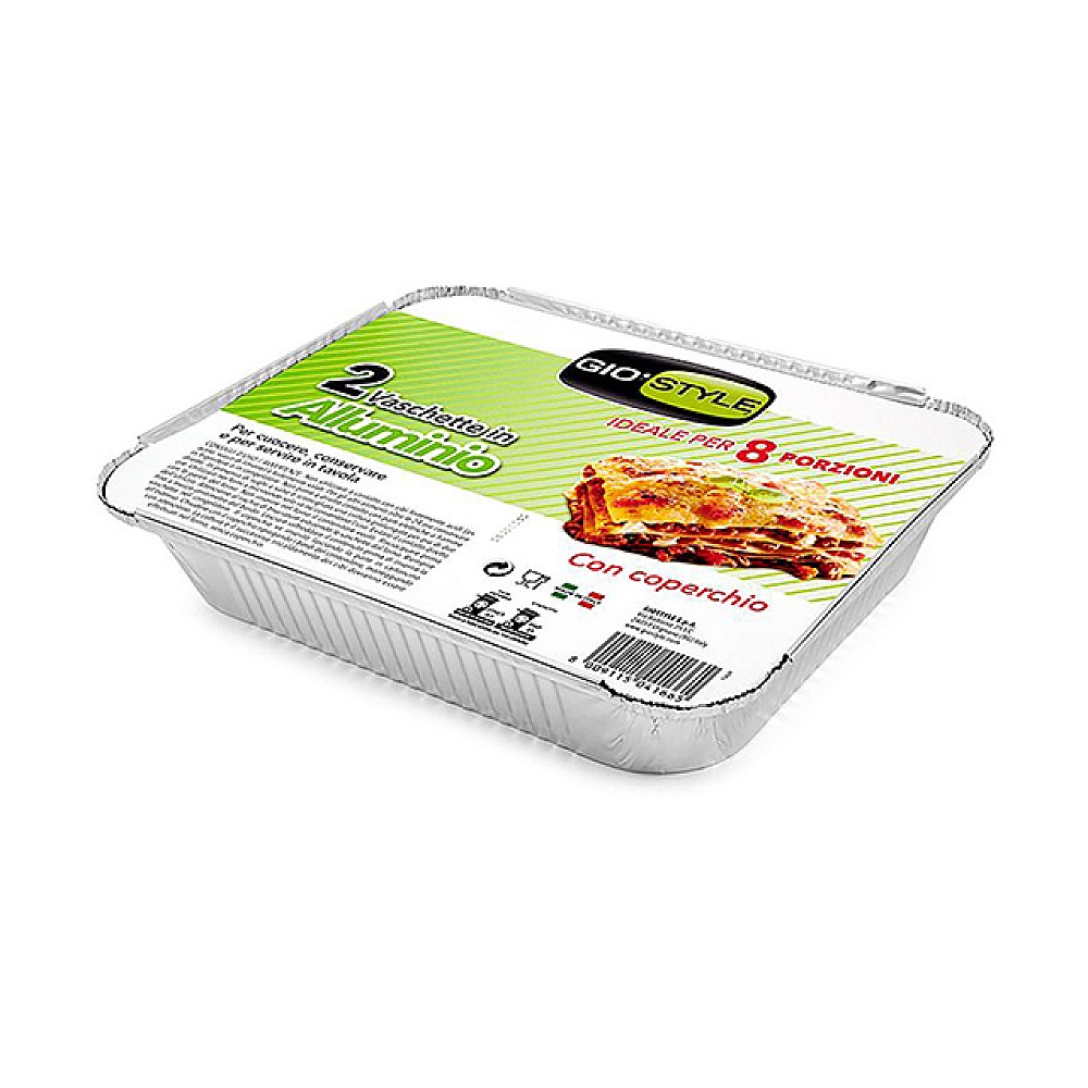 Forme din aluminiu GioStyle 2buc, 80µm, 32X26X5cm, cu capac, 8 portii 