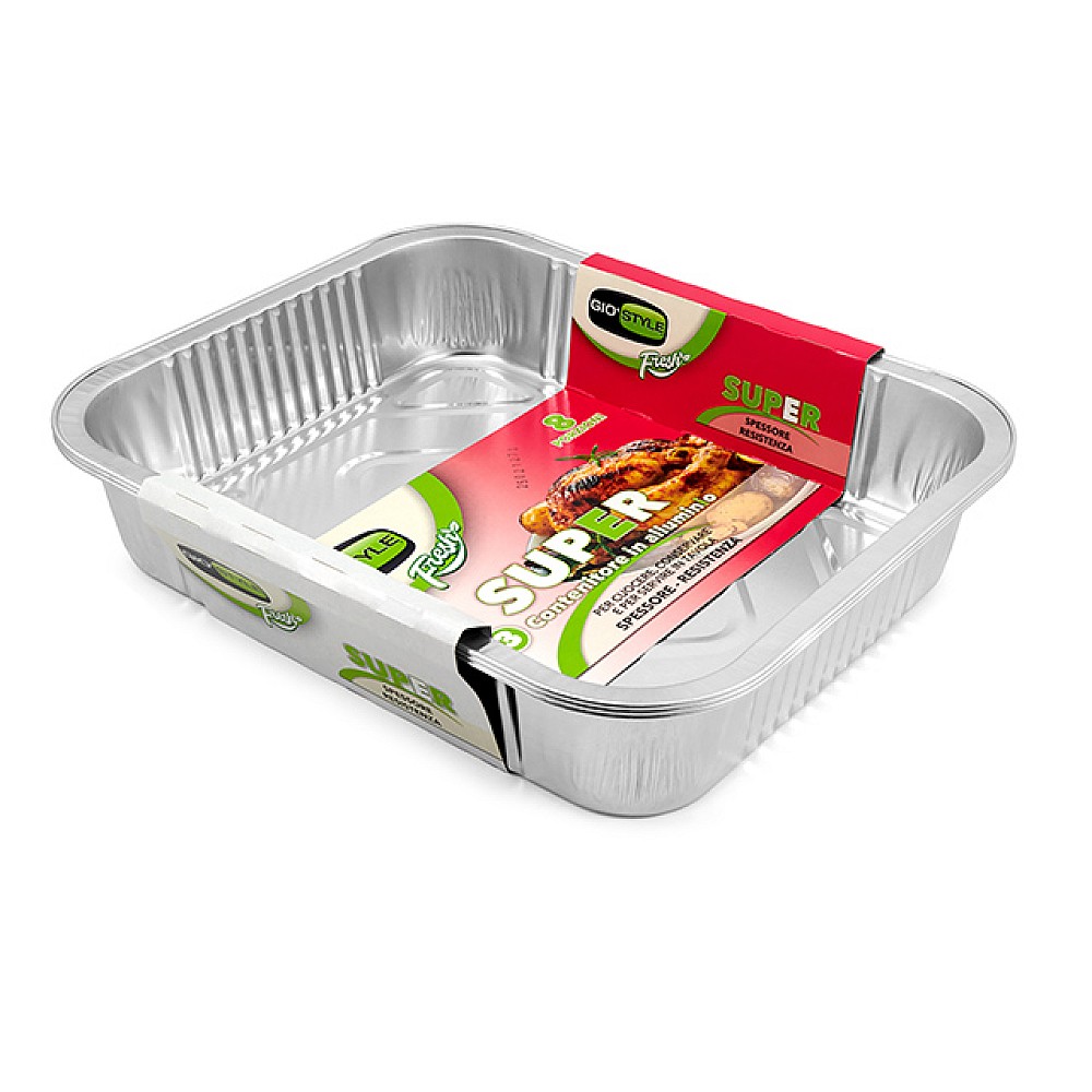 Forme din aluminiu GioStyle 3buc, 140µm, 33X24X6cm, pentru 8 portii