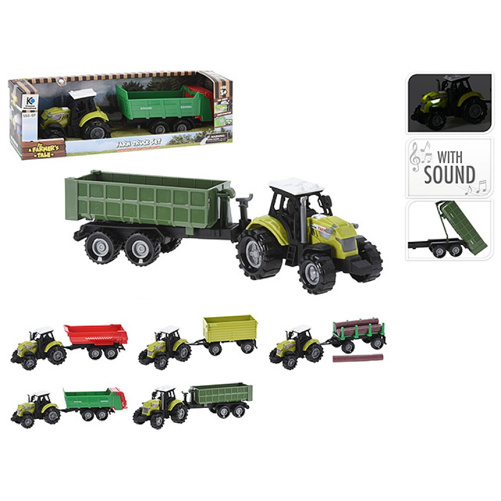 Tractor cu remorca cu lumina si muzica 26X6X6cm