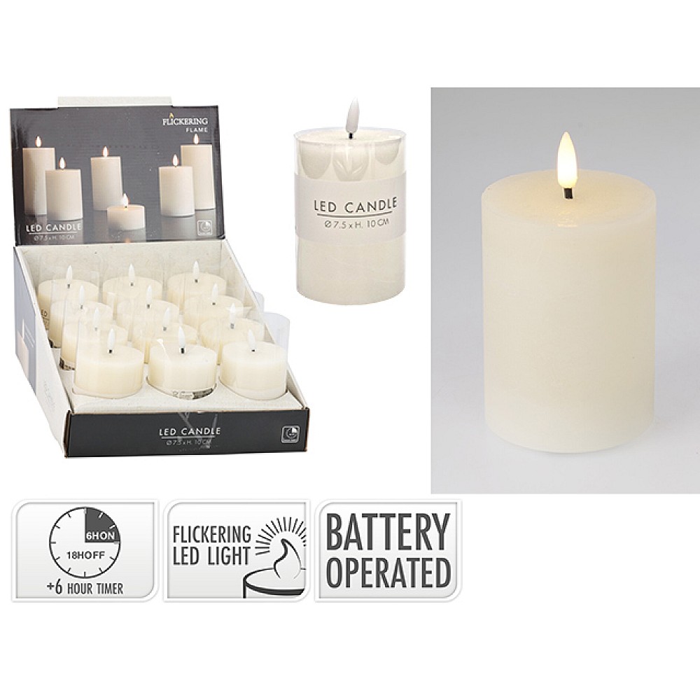 Lumanare LED 10X7.5 cm, timer, alba