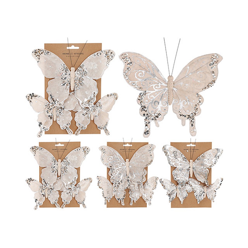 Set de 3 fluturi cu cleme, 1-21cm/2-14cm