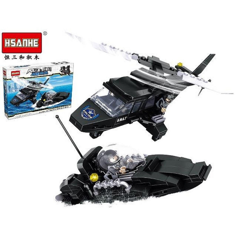 Constructor Hsanhe Barca, helicopter de politie 311det 38X25.5X6cm 