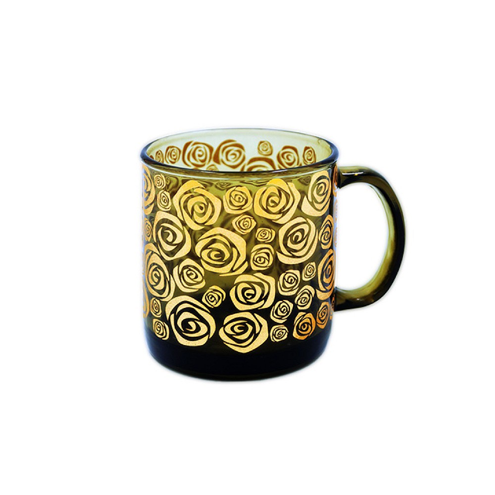 Cana din sticla 420ml GI Verso, design trandafir