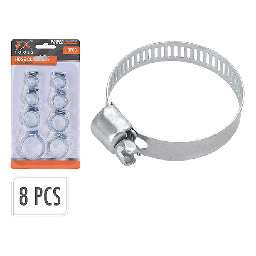 Set de 8 cleme metalice FX pentru furtunuri / Set 8 coliere metalice FX pentru furtunuri