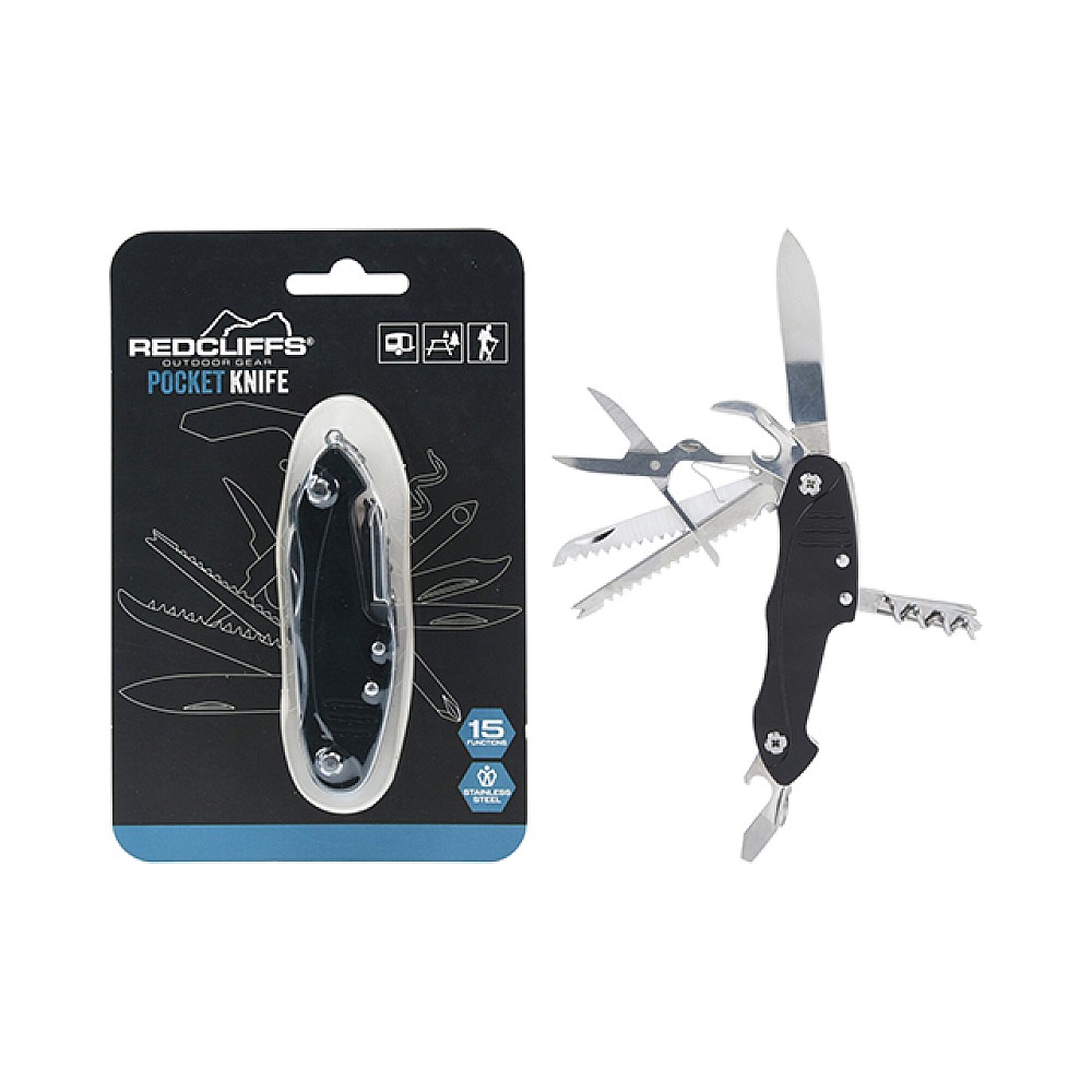 Cutit turistic de buzunar Redcliffs 15 functii, 9.5 cm