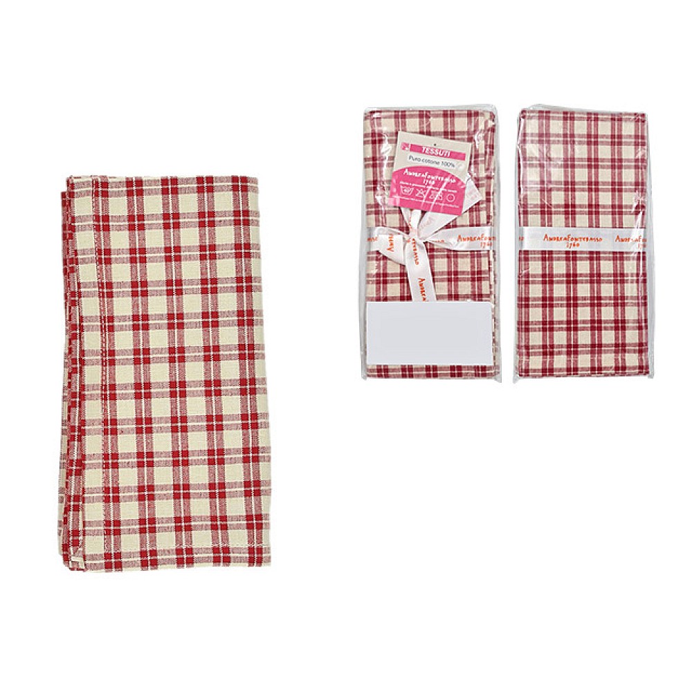 Set servetele de servire AndreaFontebasso 1760 Aragona Rosso 2buc, carouri