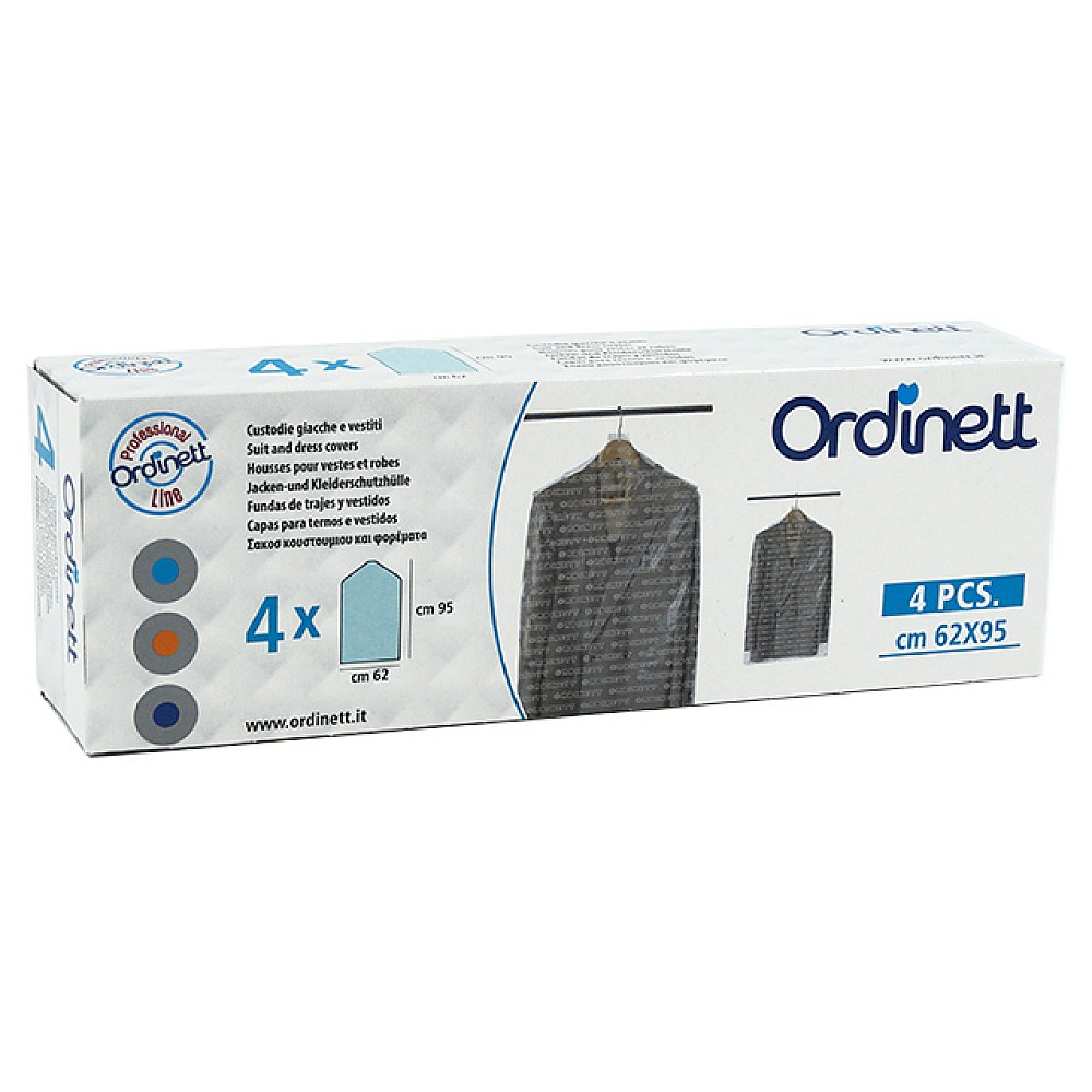 Set de 4 huse pentru haine Ordinett, 62X95cm, transparente