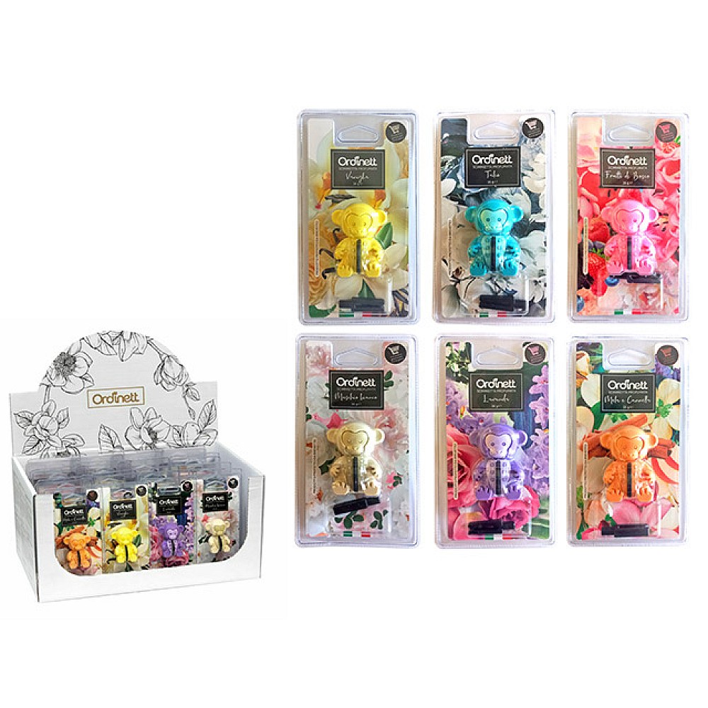 Odorizant auto cu suport moneda pentru cosul de cumparaturi Little Monkey, 6 arome