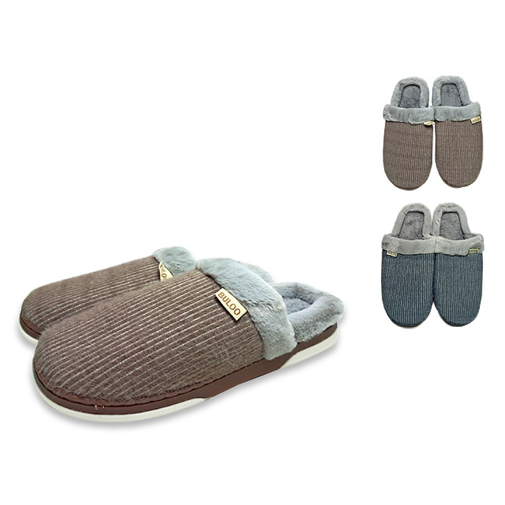 Papuci de casa pentru barbati Buloo dungi + blana (m.42-45)