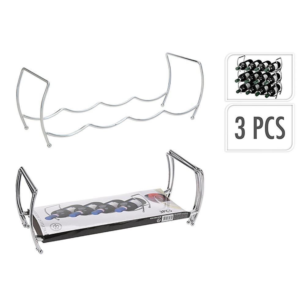 Set suporturi din inox 3buc pentru 4 sticle 43X15X13cm