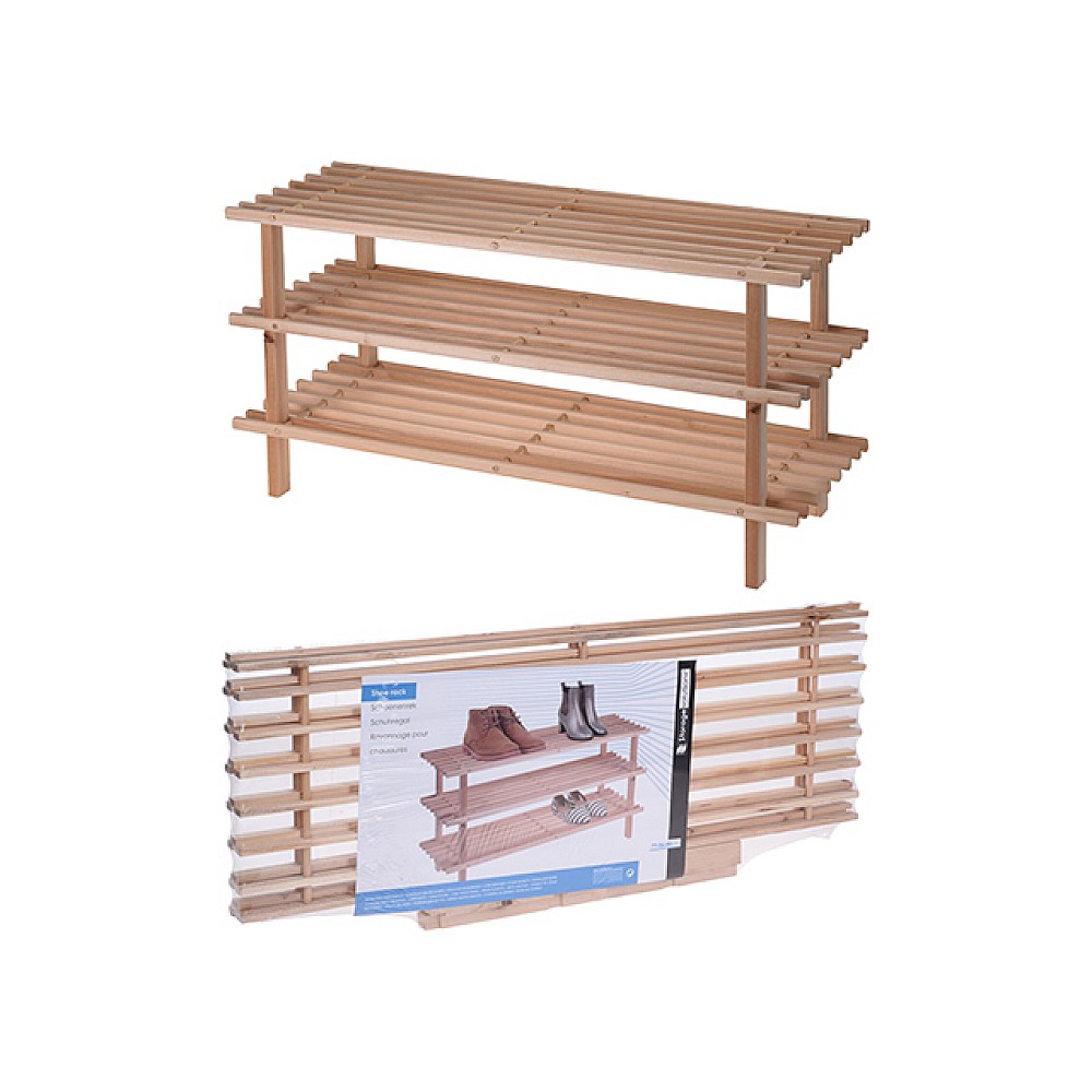 Etajera pentru incaltaminte 3 rafturi Storage 77Х40Х26cm, lemn