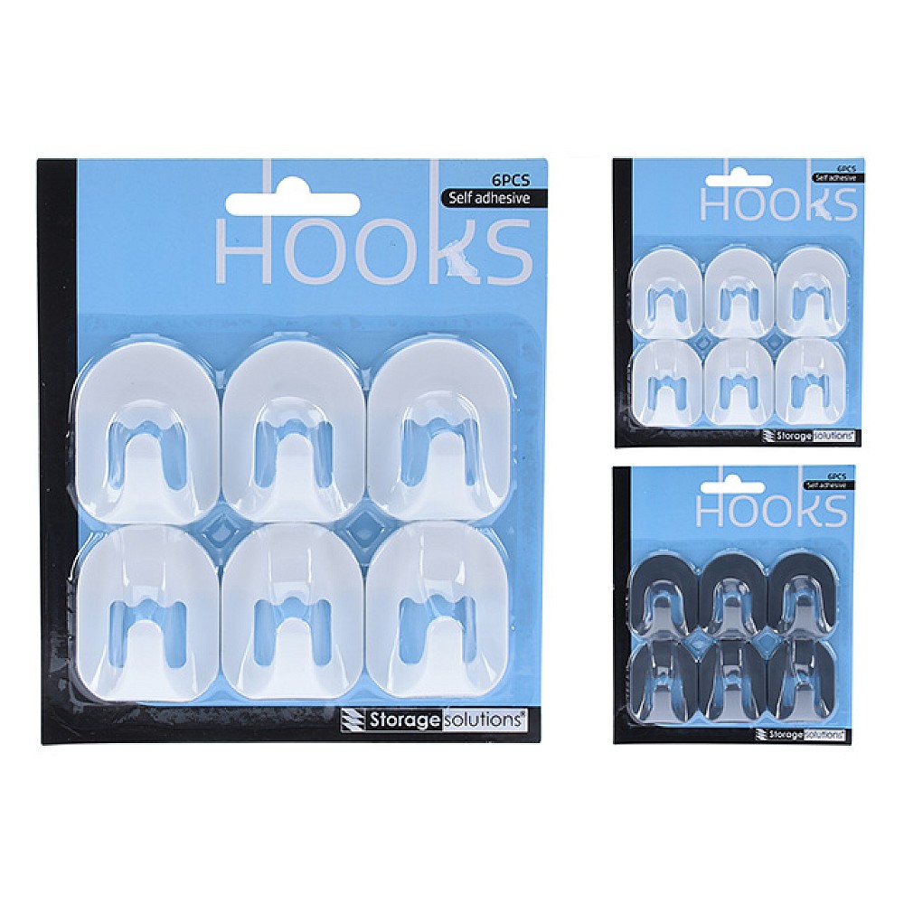 Set cârlige autoadezive Storage 6buc, 5X4cm, din plastic