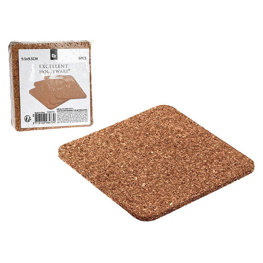 Set suport pentru cani din pluta EH 6buc, 9.5Х9.5cm