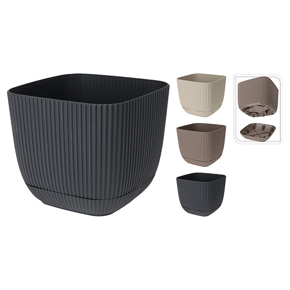 Ghiveci patrat pentru flori cu tava 11X11cm, H9.5cm